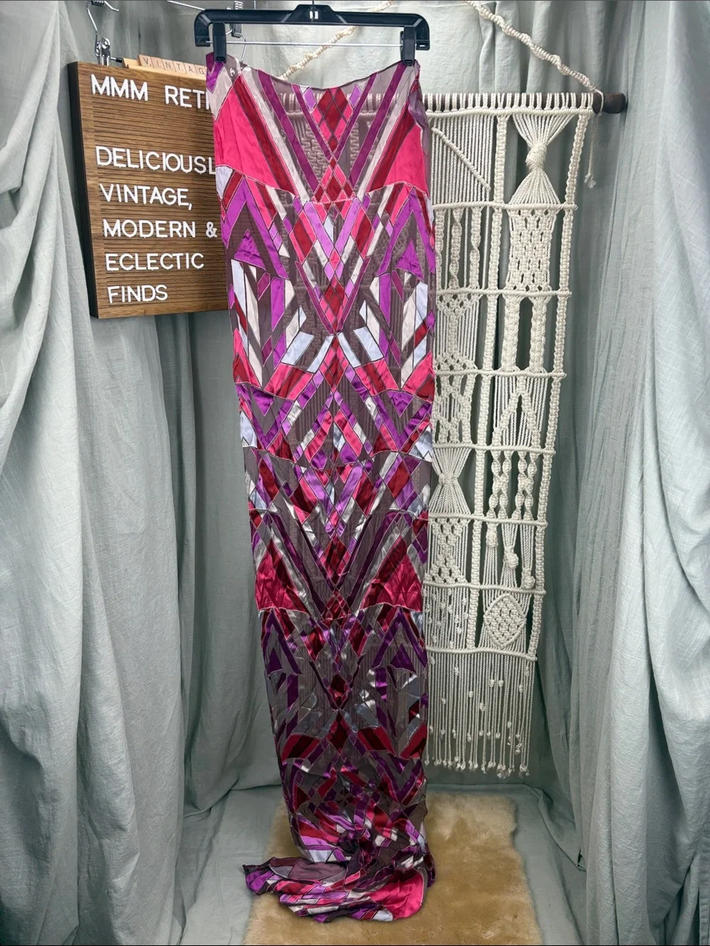 Vibrant Geometric Semi Sheer Burnout Scarf - Pink & Purple Palette